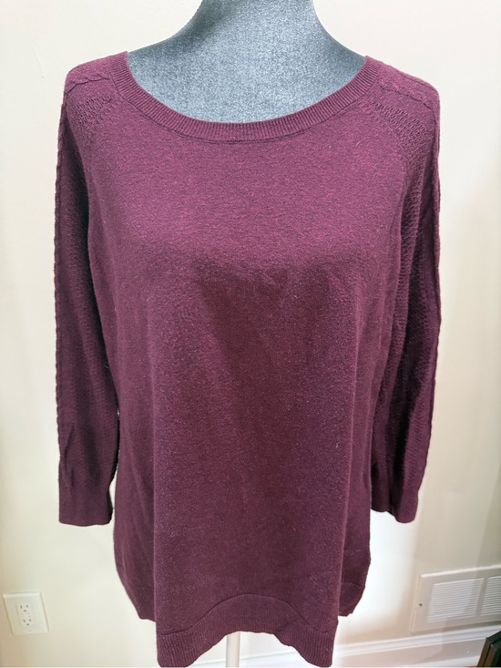 Sonoma Sweaters - Sonoma Burgundy Scoop-Neck Long Sleeve Sweater